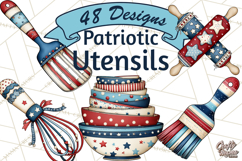 Patriotic Baking Tools Clipart PNG, 4th of July Kitchen Product Image 1