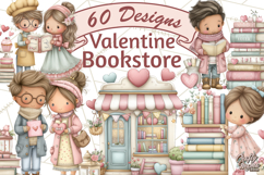 Valentine Bookstore Clipart PNG Cute Library Romance Product Image 1