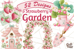 Strawberry Garden Clipart, Cute Strawberry Gardening Png Product Image 1
