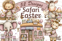 Easter Safari Animal Clipart, Cute Safari Mail PNG Product Image 1