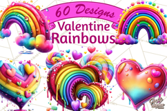 Bright Valentine Rainbows, Red Pink Hearts, Glossy Love Product Image 1