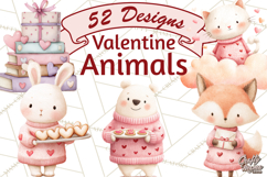 Valentine Animal Clipart PNG, Cute Teddy Bear Bunny Png Product Image 1