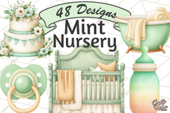 Baby Nursery Clipart PNG, Mint Cream Baby Shower Decor Product Image 1