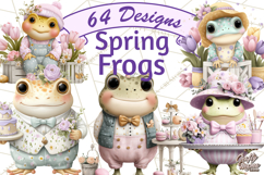 Easter Frogs in Fancy Fits, Cute Spring Clipart Png Product Image 1