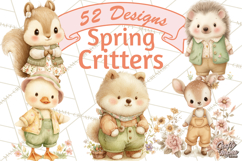 Spring Animals Clipart PNG, Cute Baby Animals, Pastel Spring Product Image 1