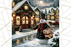 Vintage Victorian Snowman Christmas PNG Image Product Image 2
