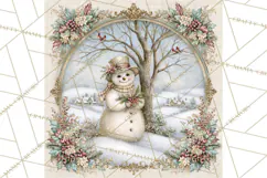 Snowfall Stories Watercolor Snowman PNG Signs, Snowman Scene Product Image 3