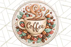 Coffee Retro Round Sign PNG Designs Product Image 3