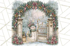 Snowfall Stories Watercolor Snowman PNG Signs, Snowman Scene Product Image 5