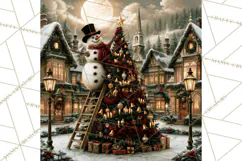 Vintage Victorian Snowman Christmas PNG Image Product Image 2