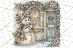 Snowfall Stories Watercolor Snowman PNG Signs, Snowman Scene Product Image 4