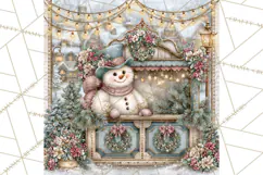 Snowfall Stories Watercolor Snowman PNG Signs, Snowman Scene Product Image 5