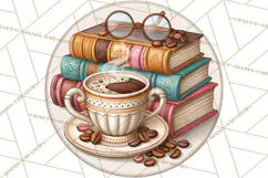 Coffee Retro Round Sign PNG Designs Product Image 2