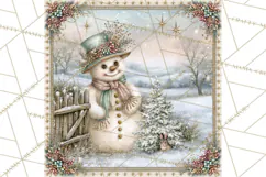 Snowfall Stories Watercolor Snowman PNG Signs, Snowman Scene Product Image 2
