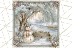 Snowfall Stories Watercolor Snowman PNG Signs, Snowman Scene Product Image 3