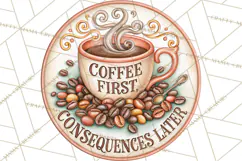 Coffee Retro Round Sign PNG Designs Product Image 4