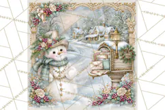 Snowfall Stories Watercolor Snowman PNG Signs, Snowman Scene Product Image 3