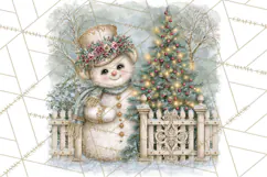 Snowfall Stories Watercolor Snowman PNG Signs, Snowman Scene Product Image 2