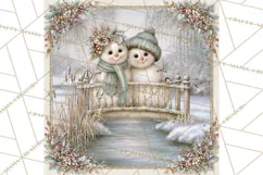 Snowfall Stories Watercolor Snowman PNG Signs, Snowman Scene Product Image 5