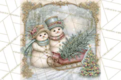 Snowfall Stories Watercolor Snowman PNG Signs, Snowman Scene Product Image 2