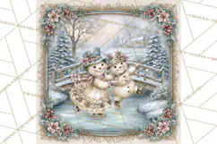 Snowfall Stories Watercolor Snowman PNG Signs, Snowman Scene Product Image 3