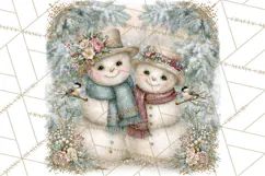 Snowfall Stories Watercolor Snowman PNG Signs, Snowman Scene Product Image 4