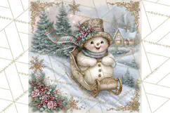 Snowfall Stories Watercolor Snowman PNG Signs, Snowman Scene Product Image 5