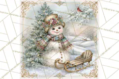 Snowfall Stories Watercolor Snowman PNG Signs, Snowman Scene Product Image 4