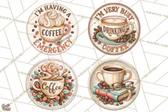 Coffee Retro Round Sign PNG Designs Product Image 1
