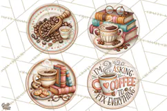 Coffee Retro Round Sign PNG Designs Product Image 1