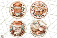 Coffee Retro Round Sign PNG Designs Product Image 1