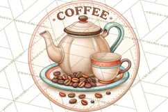 Coffee Retro Round Sign PNG Designs Product Image 2