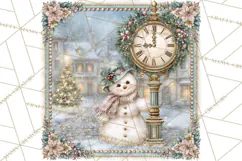 Snowfall Stories Watercolor Snowman PNG Signs, Snowman Scene Product Image 2
