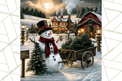 Vintage Victorian Snowman Christmas PNG Image Product Image 3