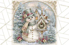 Snowfall Stories Watercolor Snowman PNG Signs, Snowman Scene Product Image 3