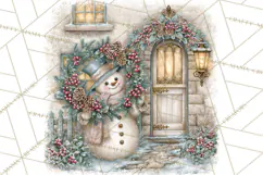 Snowfall Stories Watercolor Snowman PNG Signs, Snowman Scene Product Image 5
