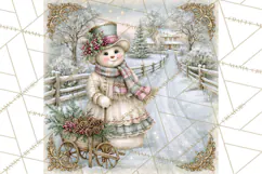 Snowfall Stories Watercolor Snowman PNG Signs, Snowman Scene Product Image 2