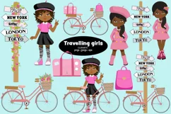 AFRICAN AMERICAN TRAVELLING GIRLS CLIPART Product Image 1