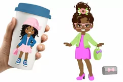 AFRICAN AMERICAN COOL FASHION GIRLS CLIPART Product Image 2