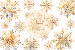 Watercolor Snowflakes Clipart Gold Snowflakes Christmas Png Product Image 1