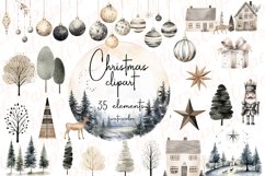 Scandinavian Christmas Clipart,Watercolor Png,Nordic Clipart Product Image 1