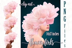 Woman head flowers wall art,Girls clipart,Cute girl clipart Product Image 1