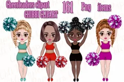 Cheerleaders clipart,Girls Clipart,Cute Chibi girls clipart Product Image 1