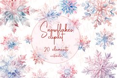 Watercolor Snowflakes Clipart Pink Snowflakes Christmas Png Product Image 1