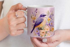 Watercolor Bird and Roses Mug Sublimation 11oz &amp; 15oz Product Image 3