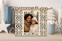 Snowflake Mommy Me SVG Winter Frame Photo Laser Present Gift Product Image 3