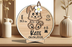 Bunny Baby Announcement Round Board Circle Sign SVG Laser Product Image 3
