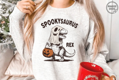 Halloween Dinosaur|Spookysaurus Rex|Funny T Rex Ghost SVG Product Image 3