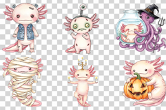 Halloween Axolotl | Watercolor Cute Pink Upaloopa Animal PNG Product Image 3