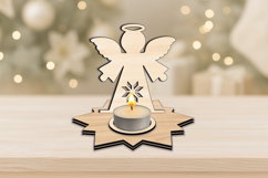 Holiday Angel Candle Holder Christmas Pattern SVG Laser Product Image 3